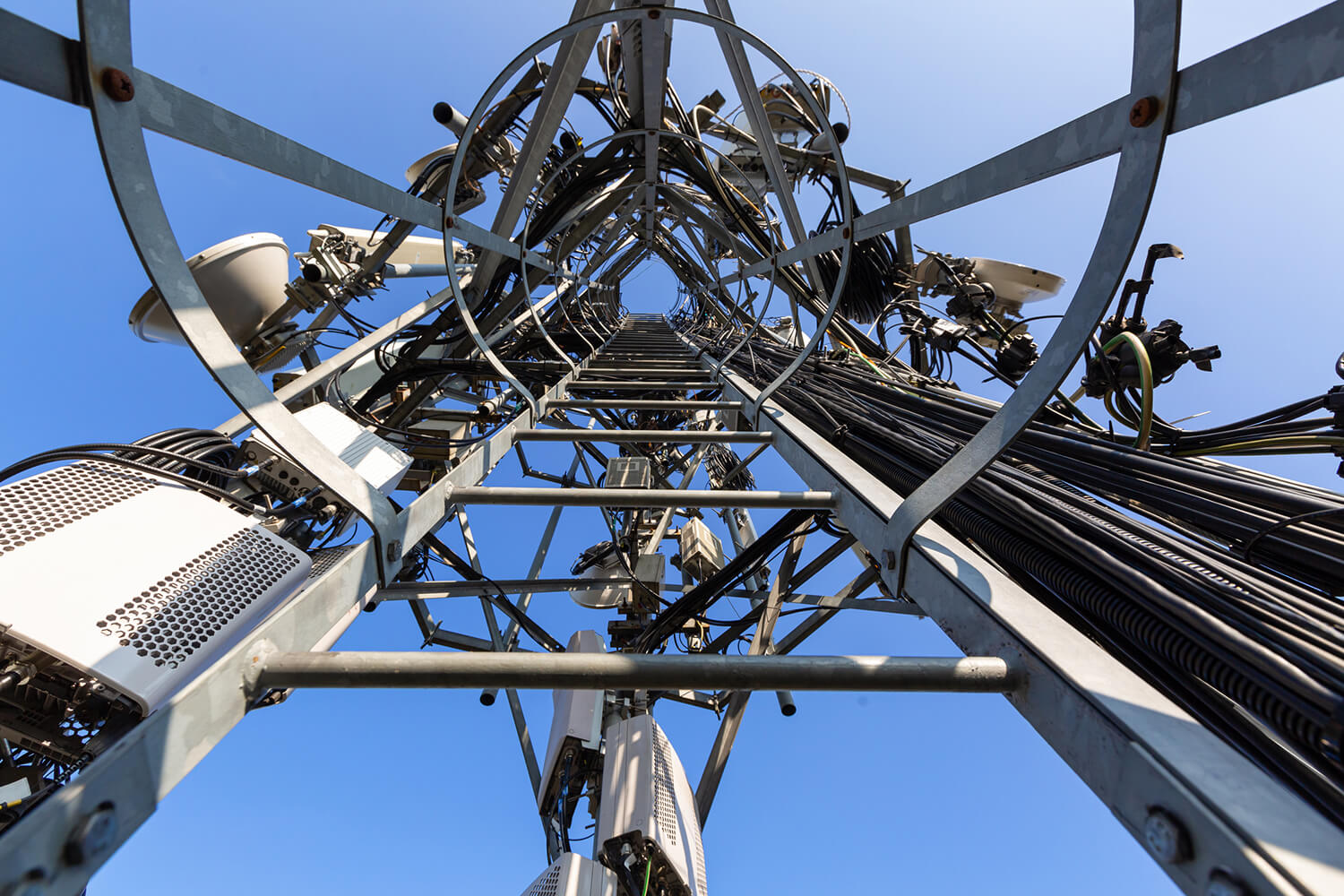 The inside of a telecom tower.
