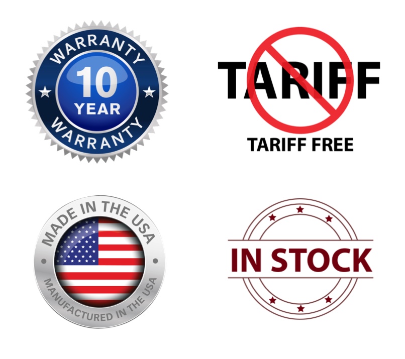 10 year warranty, tariff free, made in the USA, fast turnaround